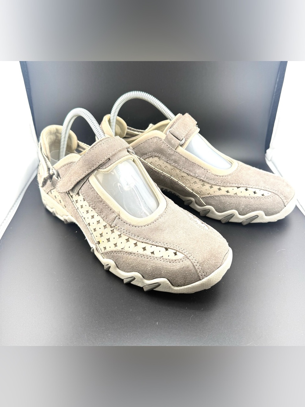 Mephisto Allrounder Taupe Grey Suede Athletic Slip-On Mary Jane Sneakers Shoes